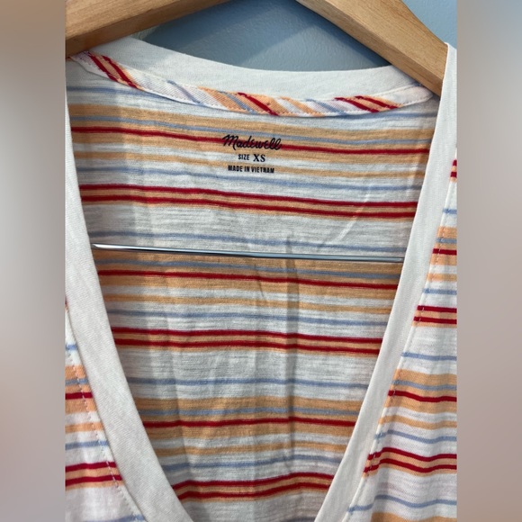 Madewell • Whisper Cotton V-neck Pocket Tank in Fieldgate stripe • NWT • X-Small - Picture 7 of 11
